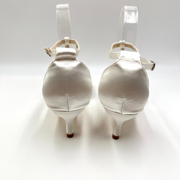 Touch Ups‎ Womens Size 9.5 Ophelia White Satin Jeweled Dress Sandals Heels Shoes - Picture 7 of 13
